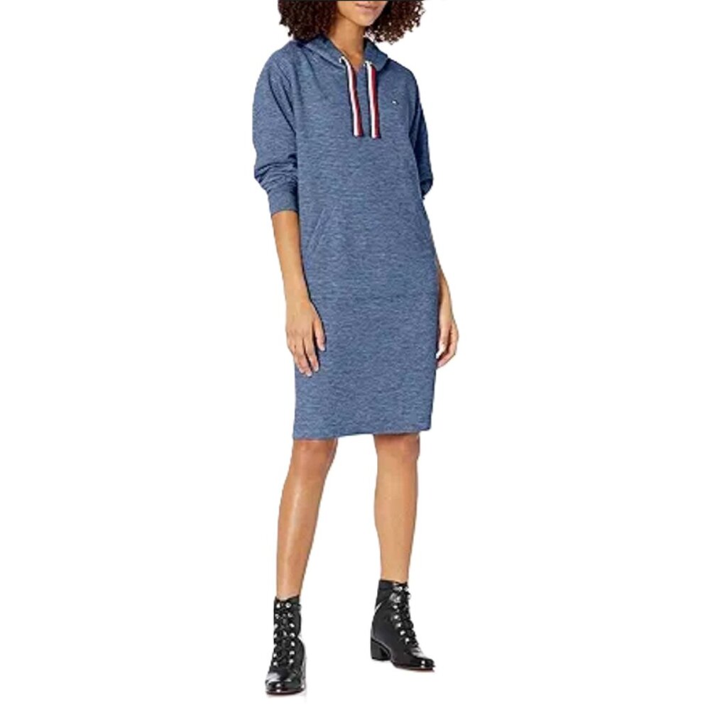 TOMMY HILFIGER Women's Plus Hooded Ribbed Sweatshirt Dress. Plus Size 1XL
